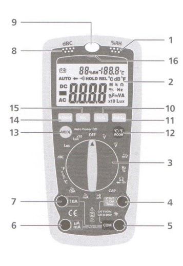 Внешний вид и основные элементы мультиметра CEM DT-61